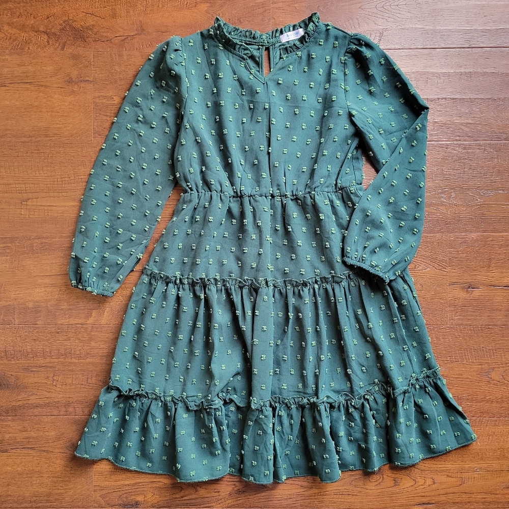Green Long-Sleeve Kids Dress